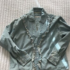 We The Free Light Blue Denim Top